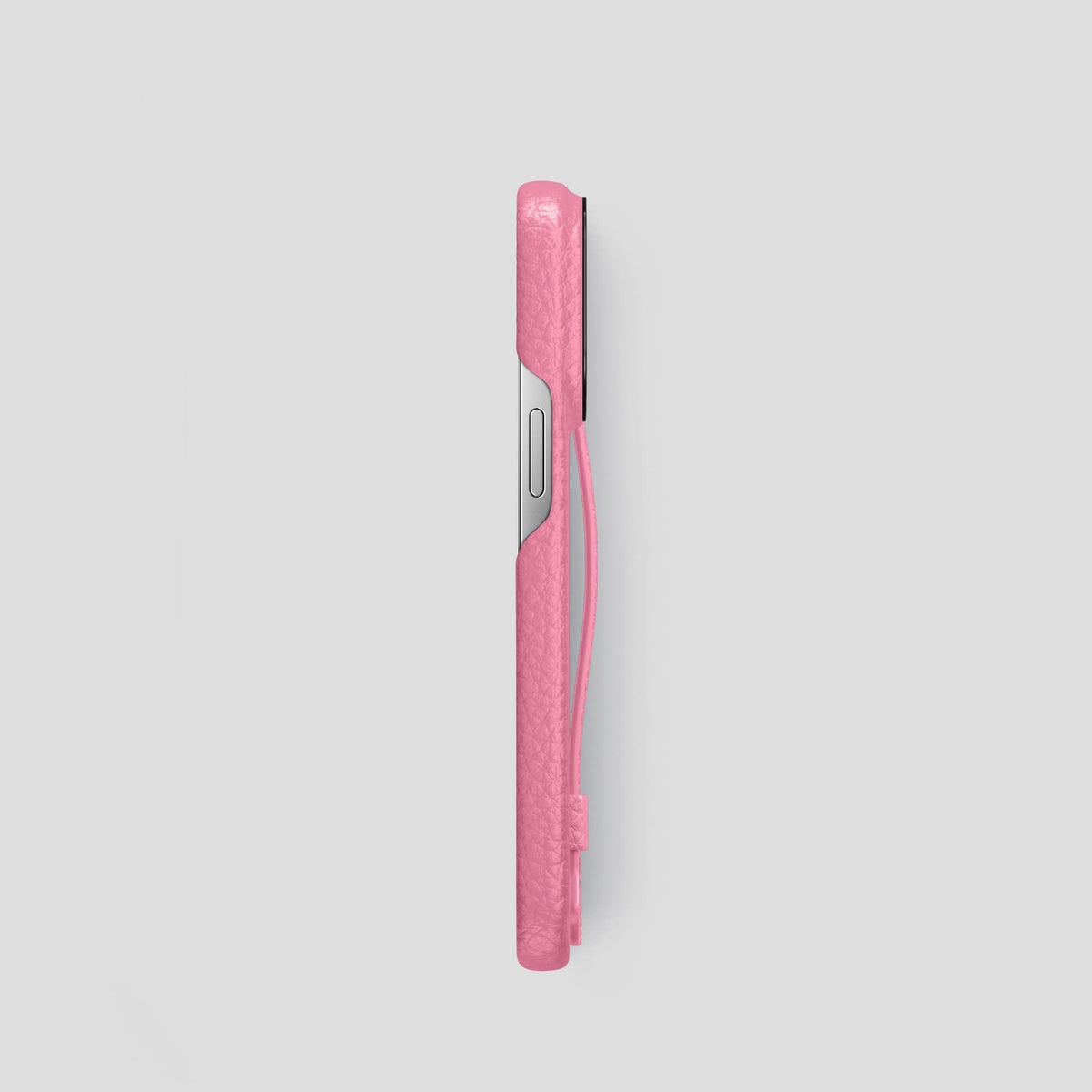 Pink iPhone 13 Pro Strap Case Calf with Black Metal -3 | Pink-Black