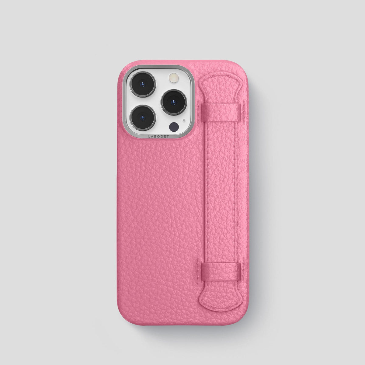 Pink iPhone 13 Pro Strap Case Calf with Steel Metal -1 | Pink-Steel