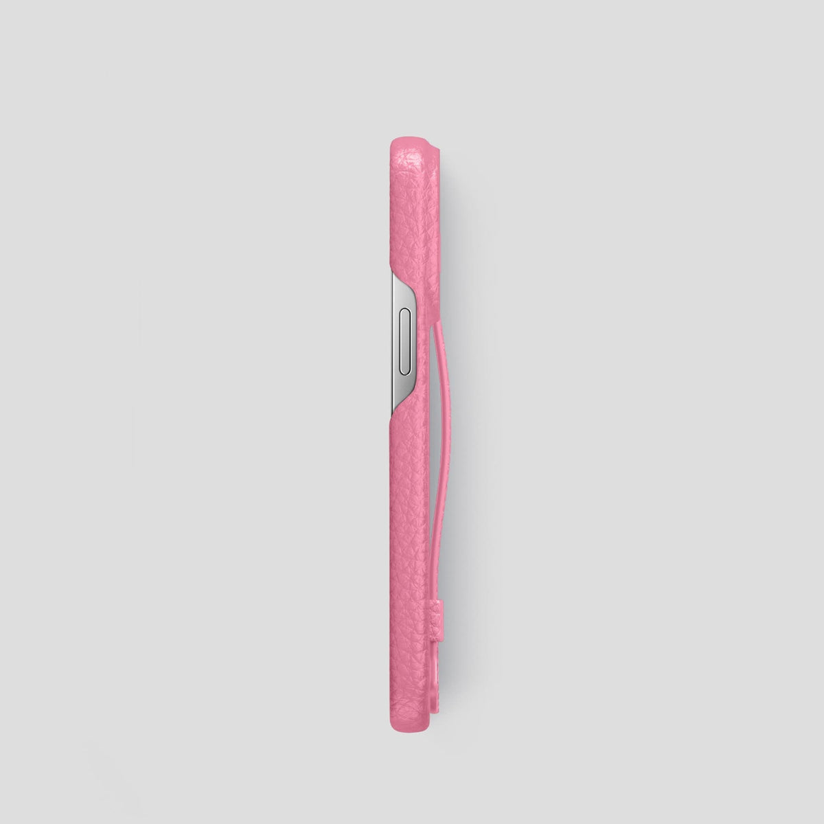Pink iPhone 13 Pro Strap Case Calf with Steel Metal -3 | Pink-Steel