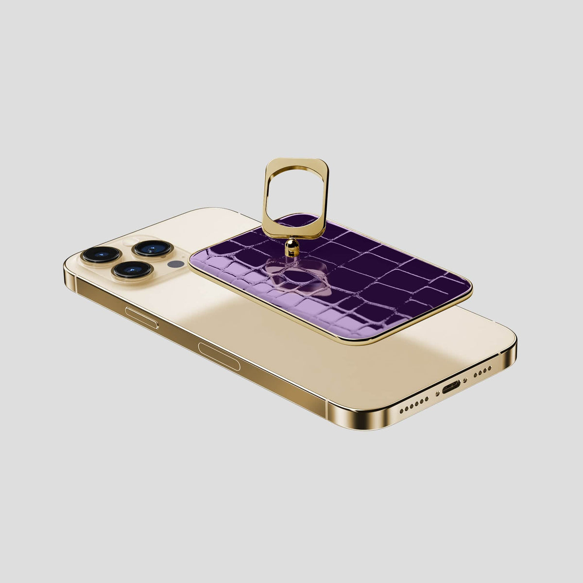 Purple MagSafe Ring iPhone 13 Pro Max with Gold Metal -4 | Purple-Gold