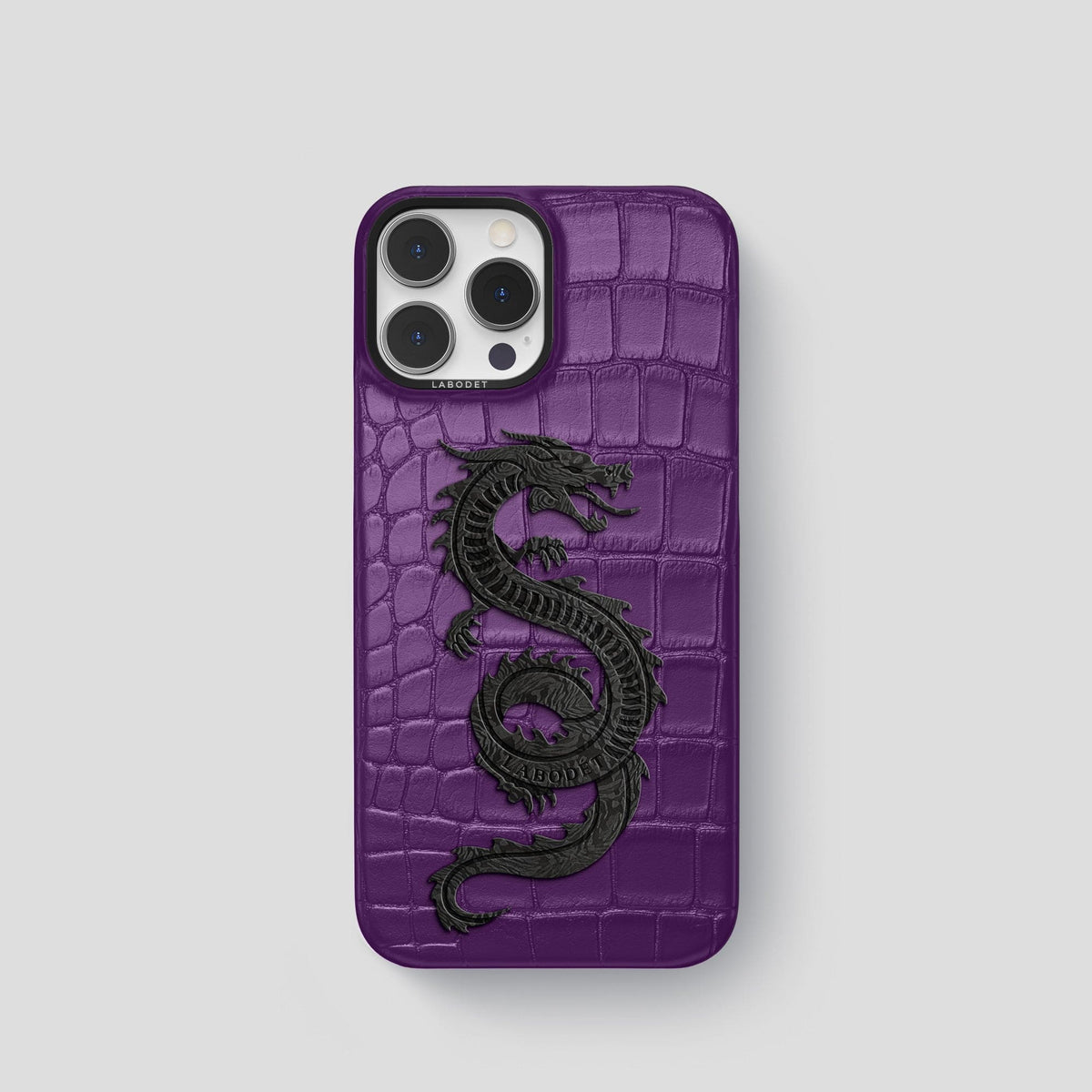 Purple iPhone 13 Pro Classic Case Alligator with Black Metal -1 | Purple-Black