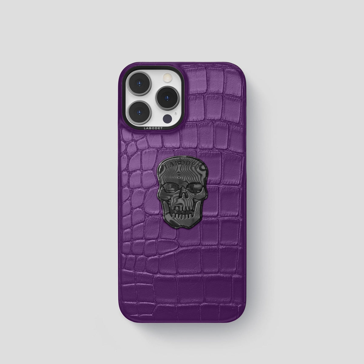 Purple iPhone 13 Pro Classic Case Alligator with Black Metal -1 | Purple-Black