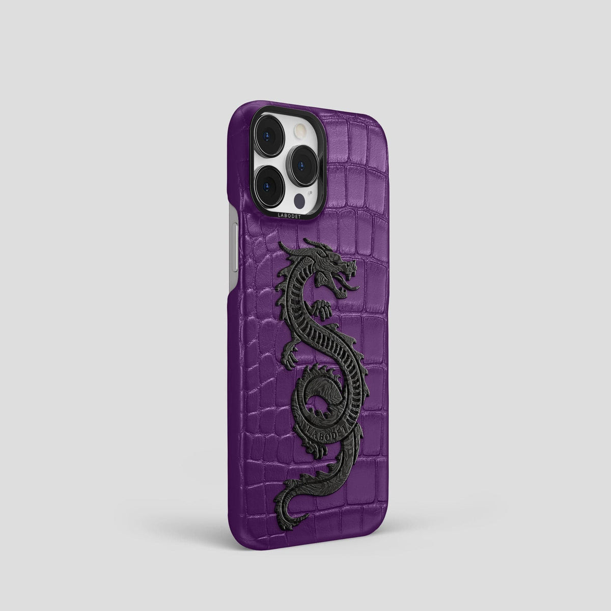 Purple iPhone 13 Pro Classic Case Alligator with Black Metal -2 | Purple-Black