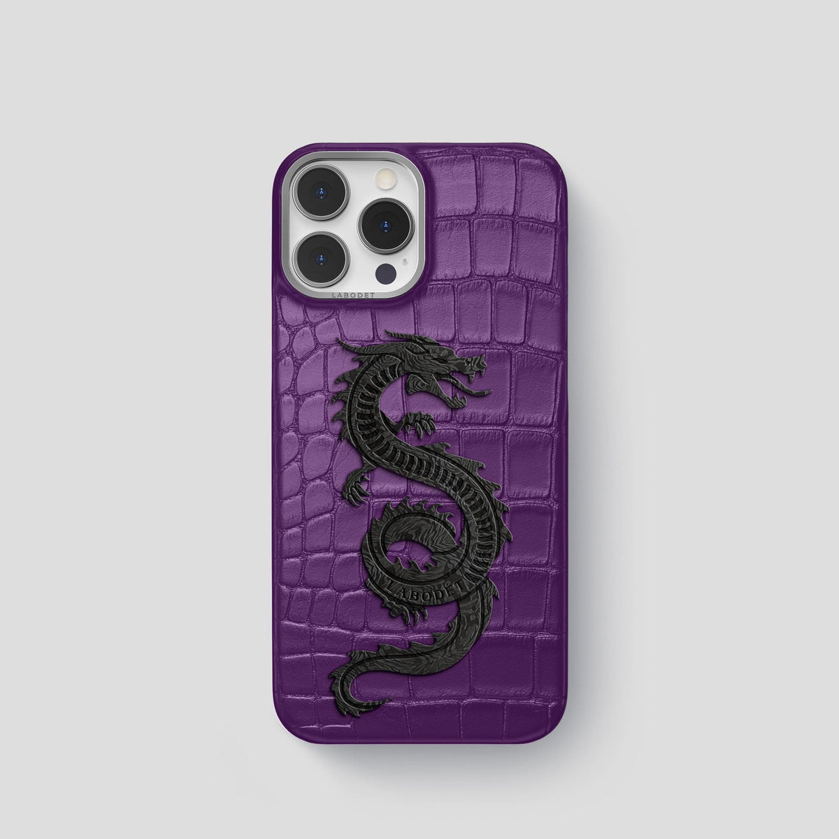 Purple iPhone 13 Pro Classic Case Alligator with Steel Metal -1 | Purple-Steel