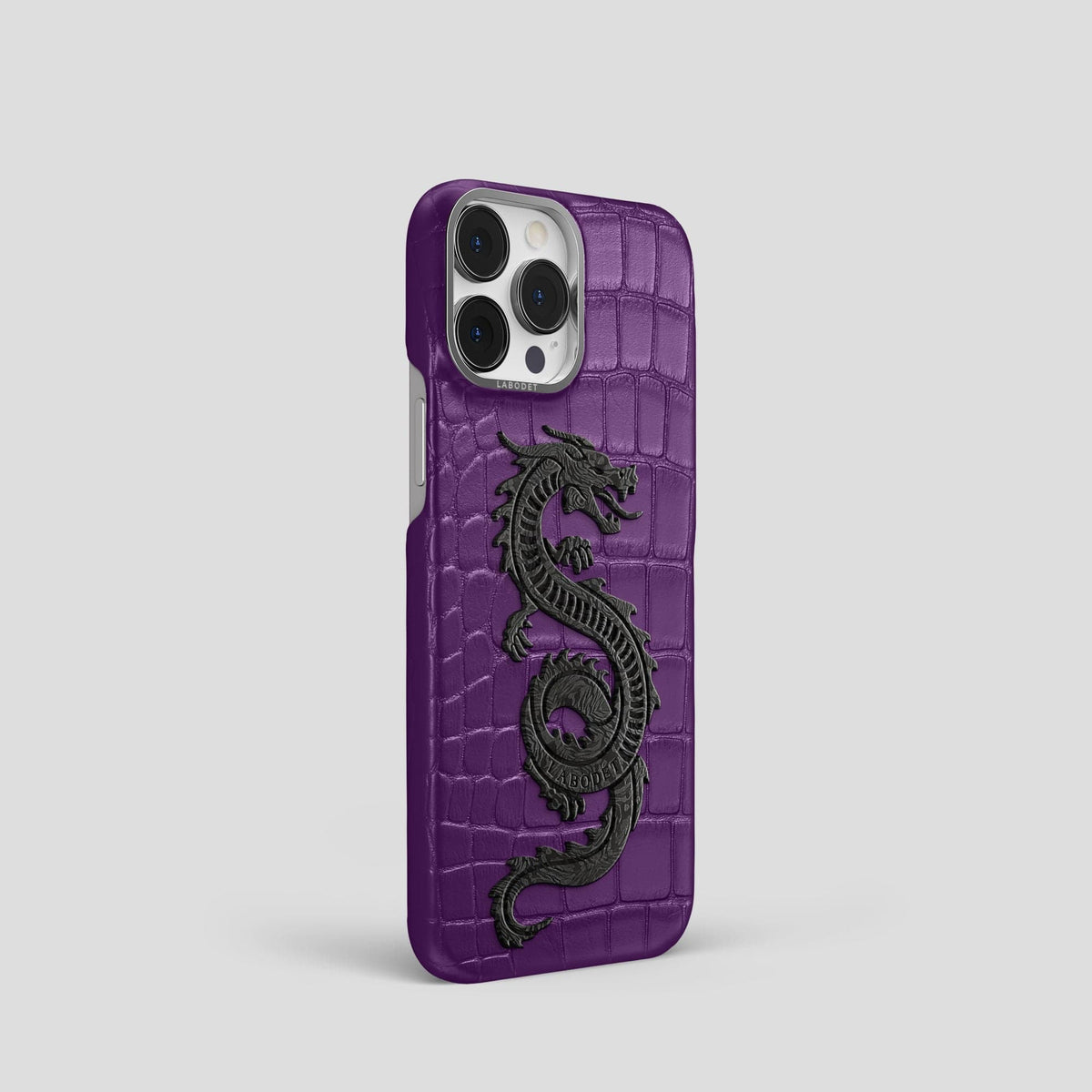 Purple iPhone 13 Pro Classic Case Alligator with Steel Metal -2 | Purple-Steel