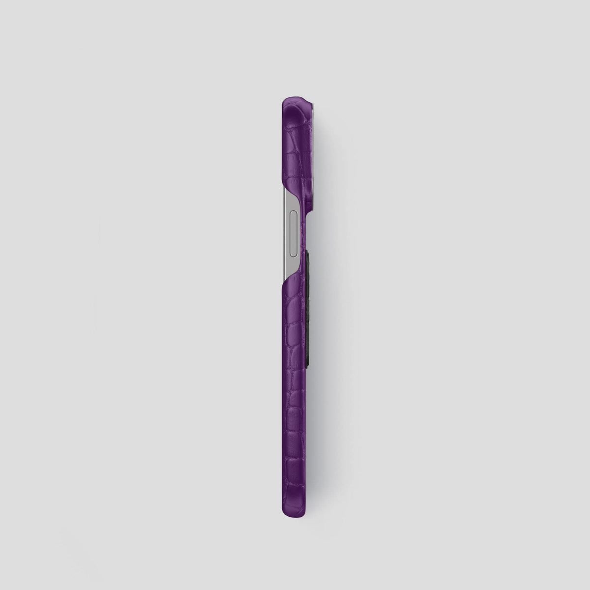 Purple iPhone 13 Pro Classic Case Alligator with Steel Metal -3 | Purple-Steel
