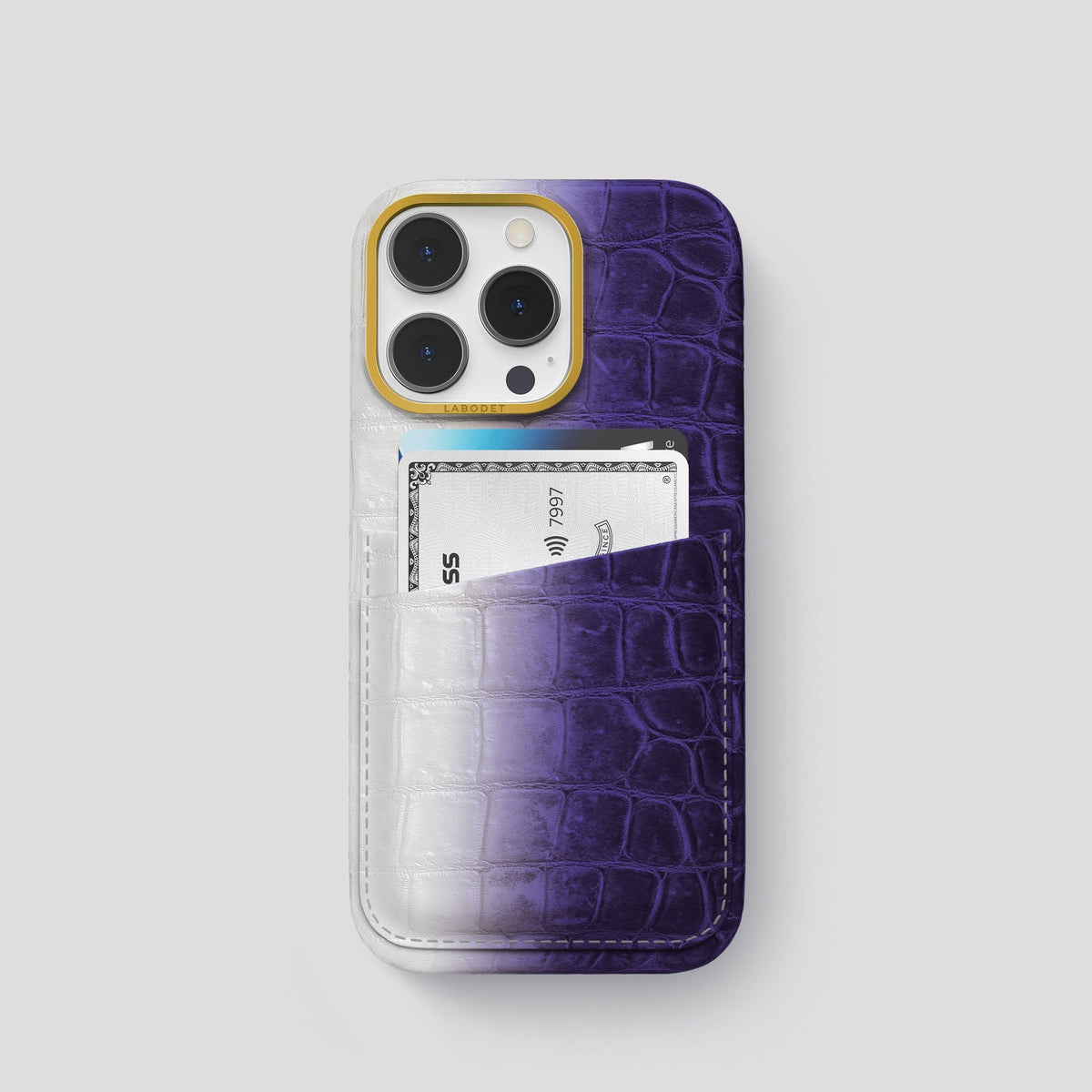 Purple iPhone 13 Pro Himalaya Card Case with Gold Metal -1 | Purple-Gold