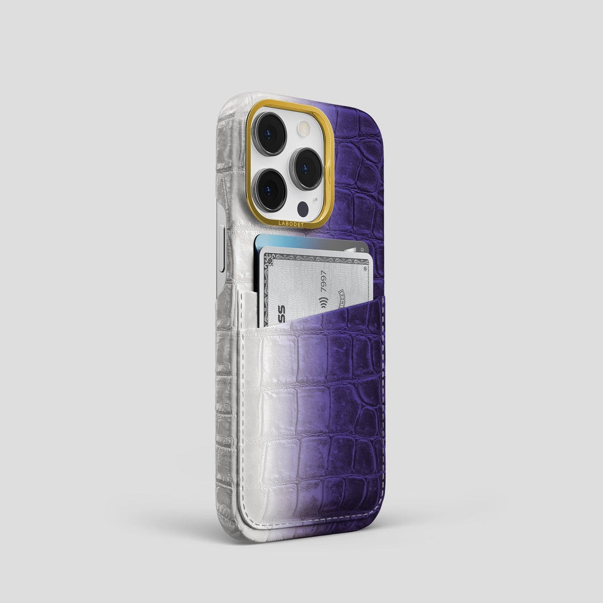 Purple iPhone 13 Pro Himalaya Card Case with Gold Metal -2 | Purple-Gold