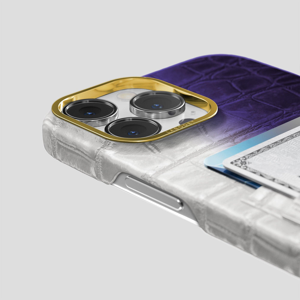 Purple iPhone 13 Pro Himalaya Card Case with Gold Metal -5 | Purple-Gold