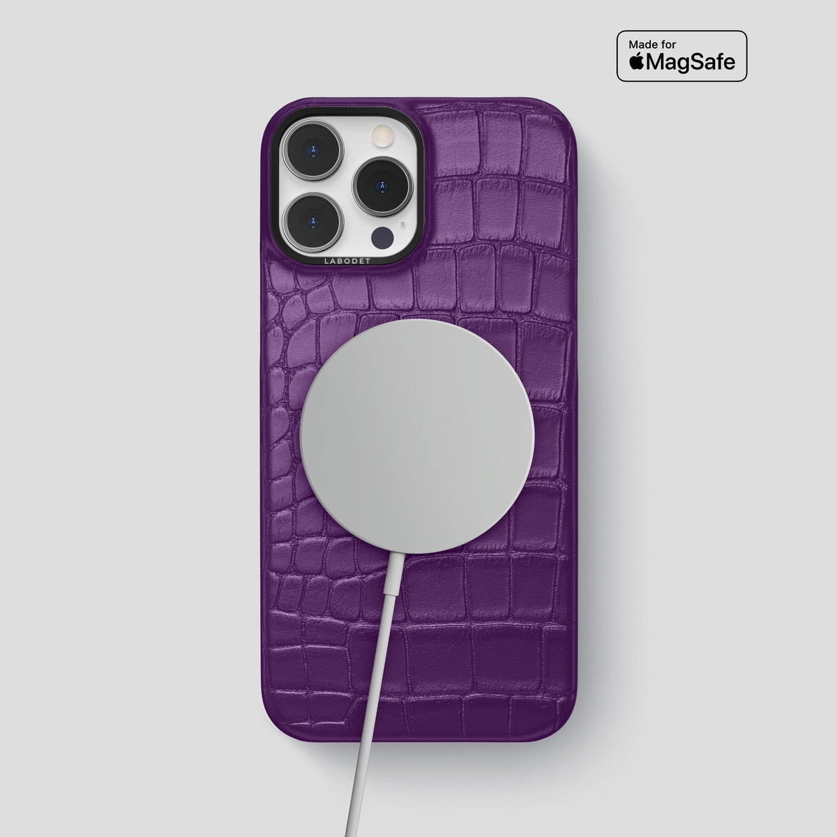 Purple iPhone 13 Pro Max Classic Case Alligator with Black Metal -4 | Purple-Black
