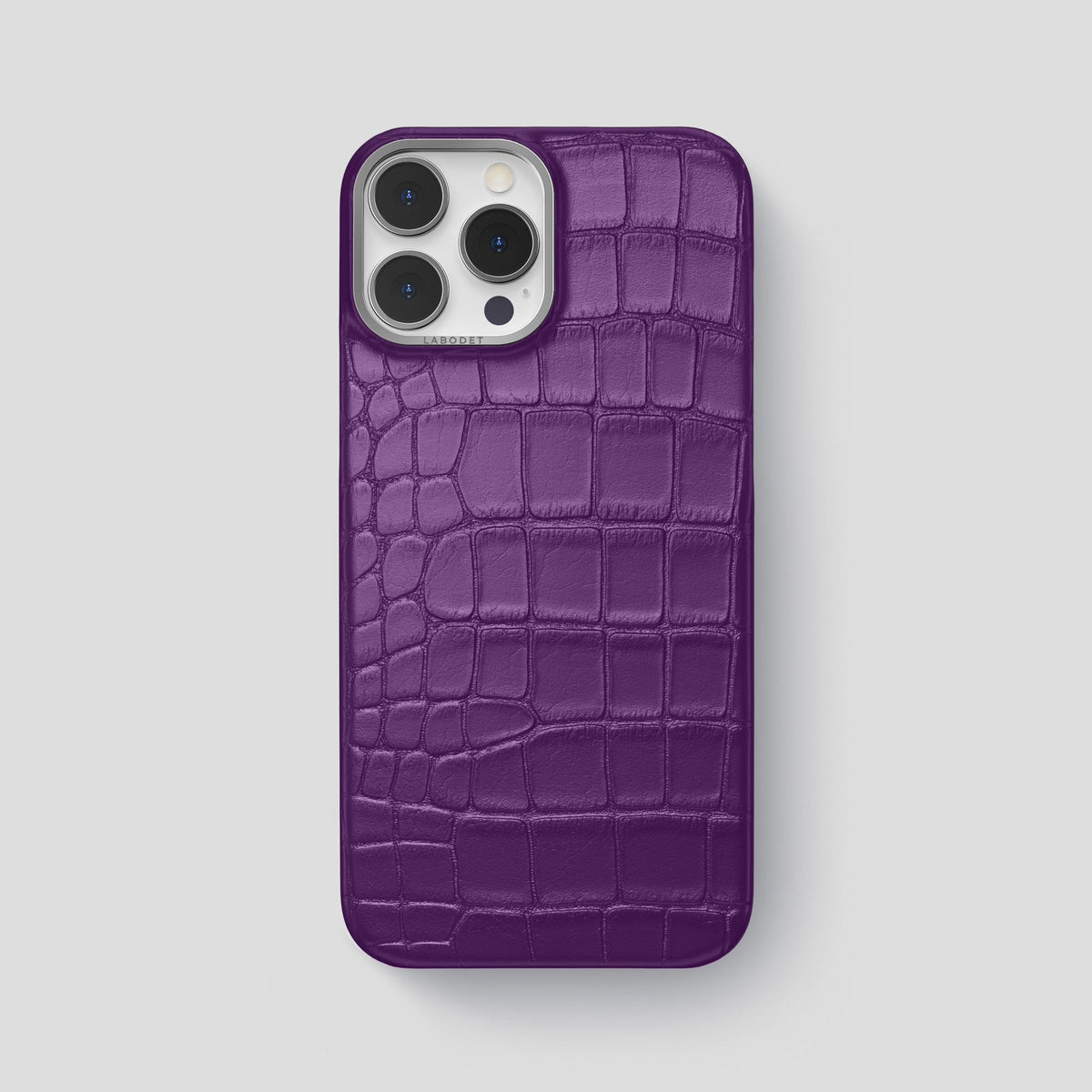 Purple iPhone 13 Pro Max Classic Case Alligator with Steel Metal -1 | Purple-Steel