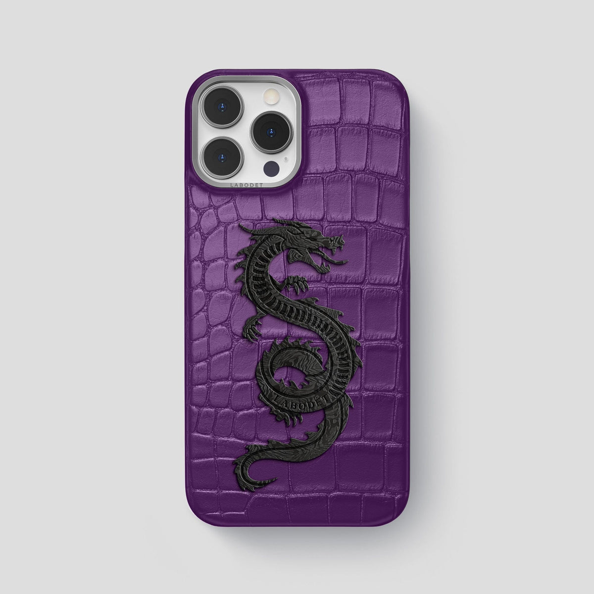 Purple iPhone 13 Pro Max Classic Case Alligator with Steel Metal -1 | Purple-Steel