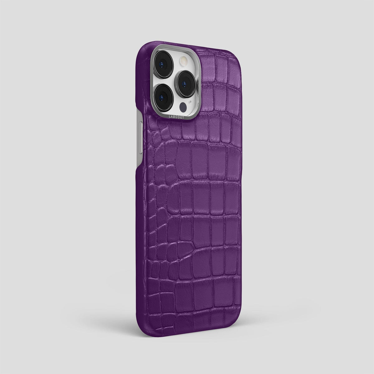 Purple iPhone 13 Pro Max Classic Case Alligator with Steel Metal -2 | Purple-Steel