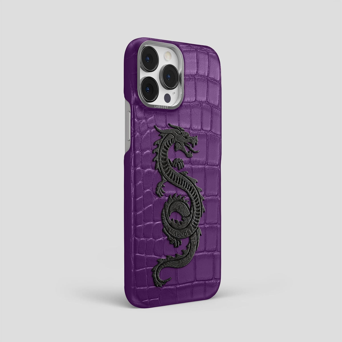 Purple iPhone 13 Pro Max Classic Case Alligator with Steel Metal -2 | Purple-Steel