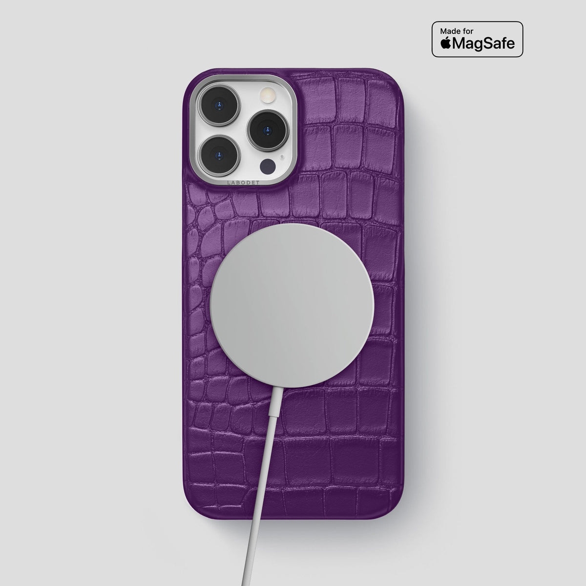 Purple iPhone 13 Pro Max Classic Case Alligator with Steel Metal -4 | Purple-Steel