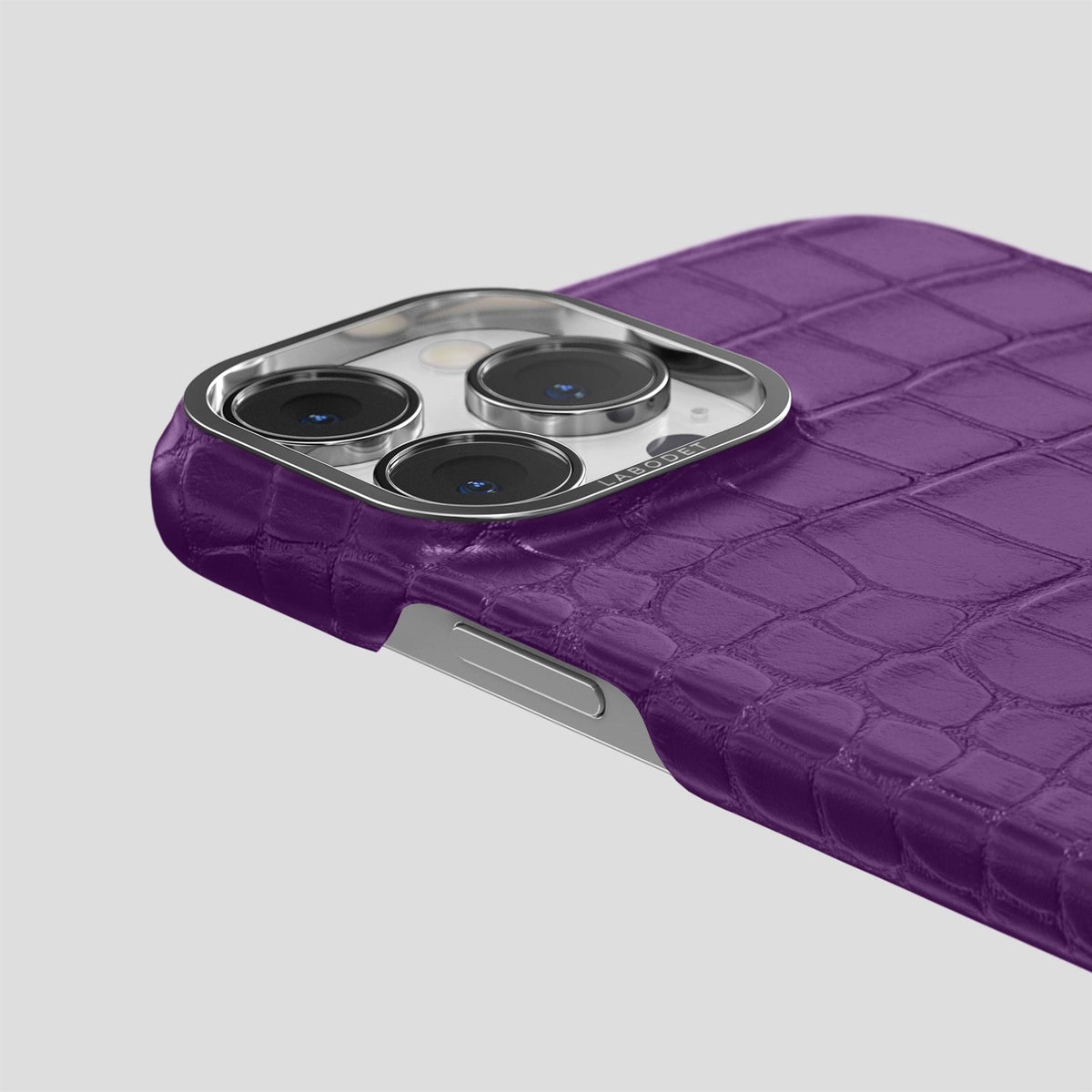 Purple iPhone 13 Pro Max Classic Case Alligator with Steel Metal -5 | Purple-Steel