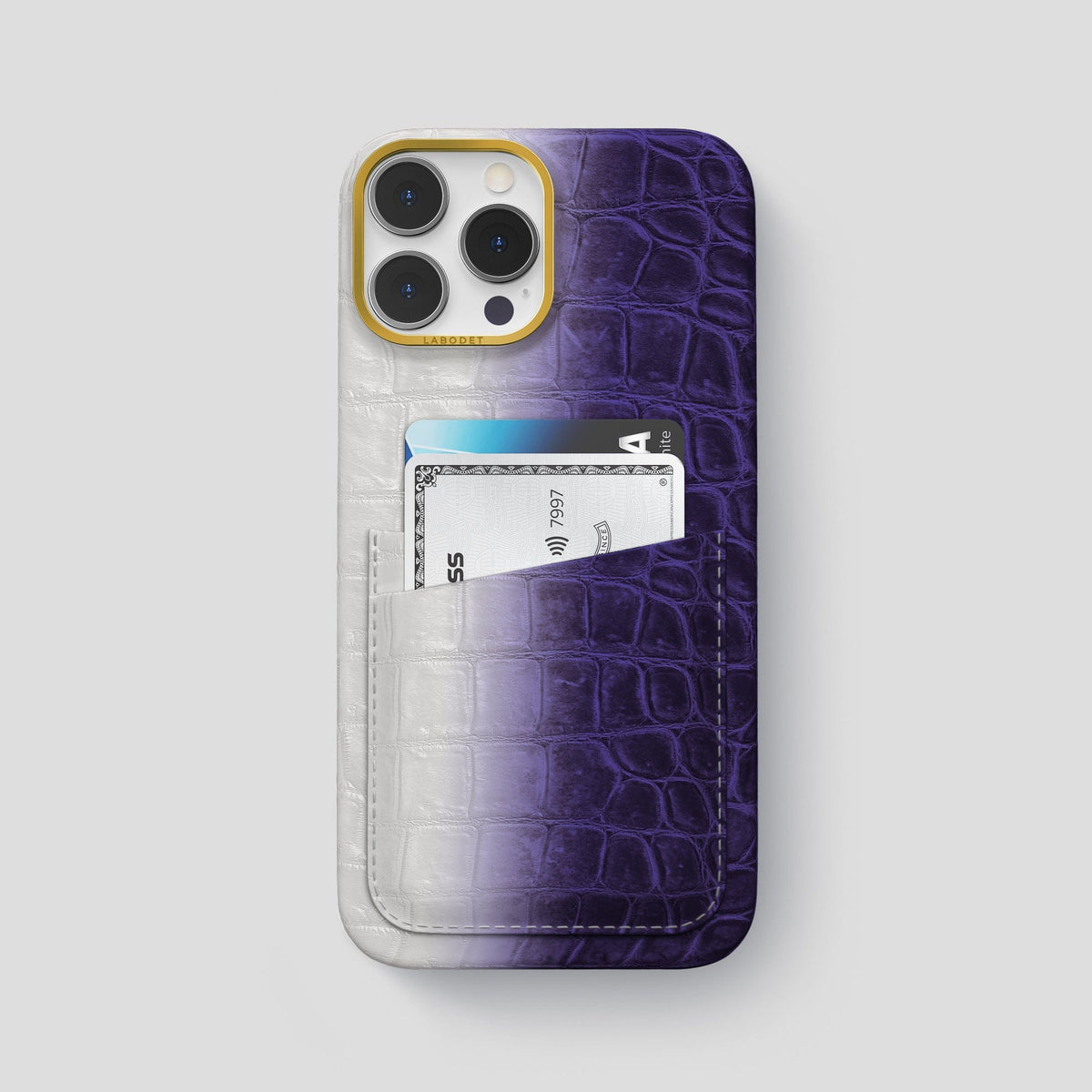 Purple iPhone 13 Pro Max Himalaya Card Case with Gold Metal -1 | Purple-Gold