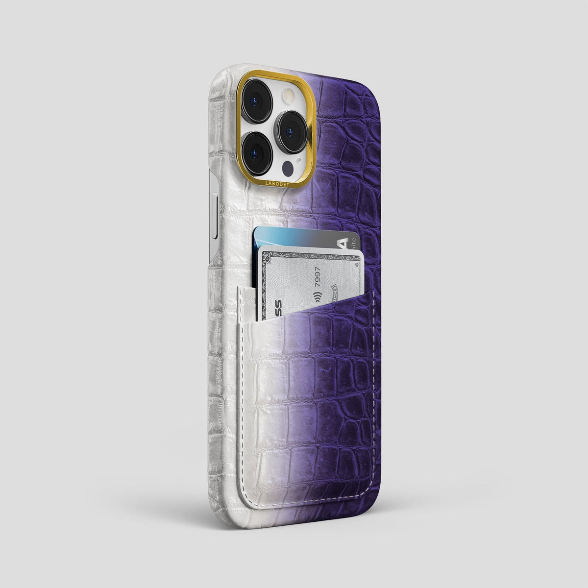 Purple iPhone 13 Pro Max Himalaya Card Case with Gold Metal -2 | Purple-Gold