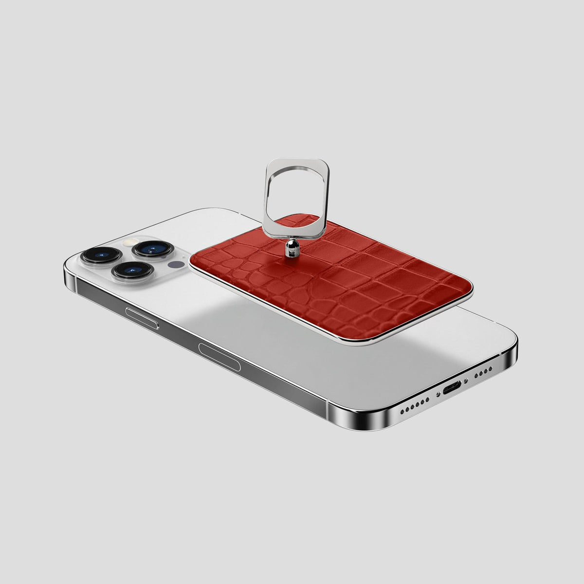 Red MagSafe Ring iPhone 13 Pro Max Alligator with Steel Metal -4 | Red-Steel