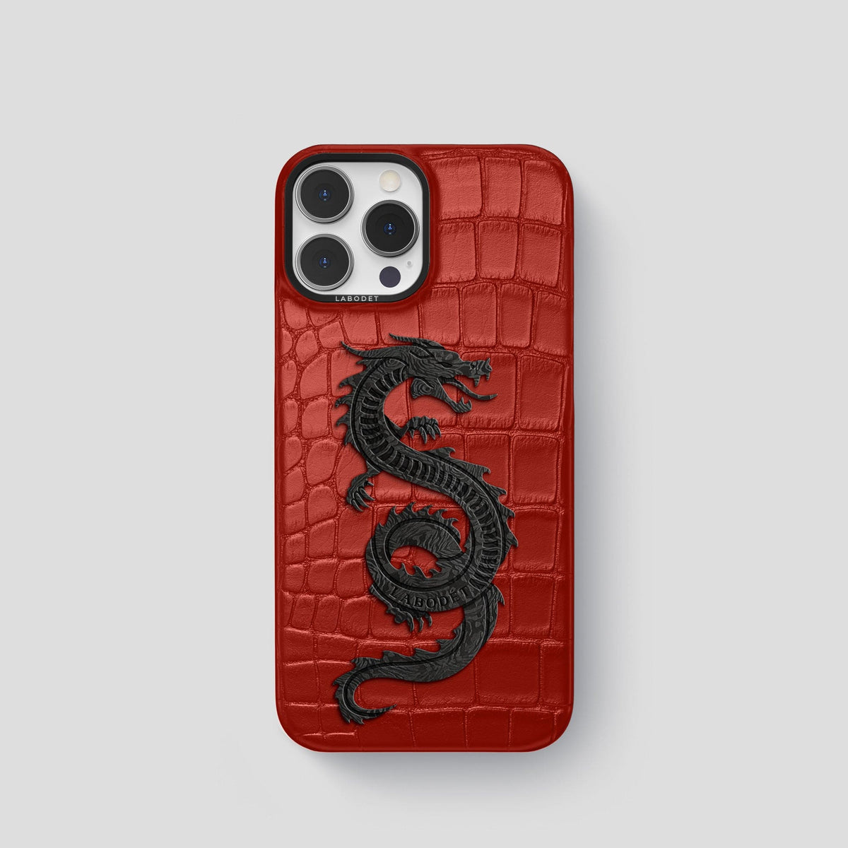 Red iPhone 13 Pro Classic Case Alligator with Black Metal -1 | Red-Black