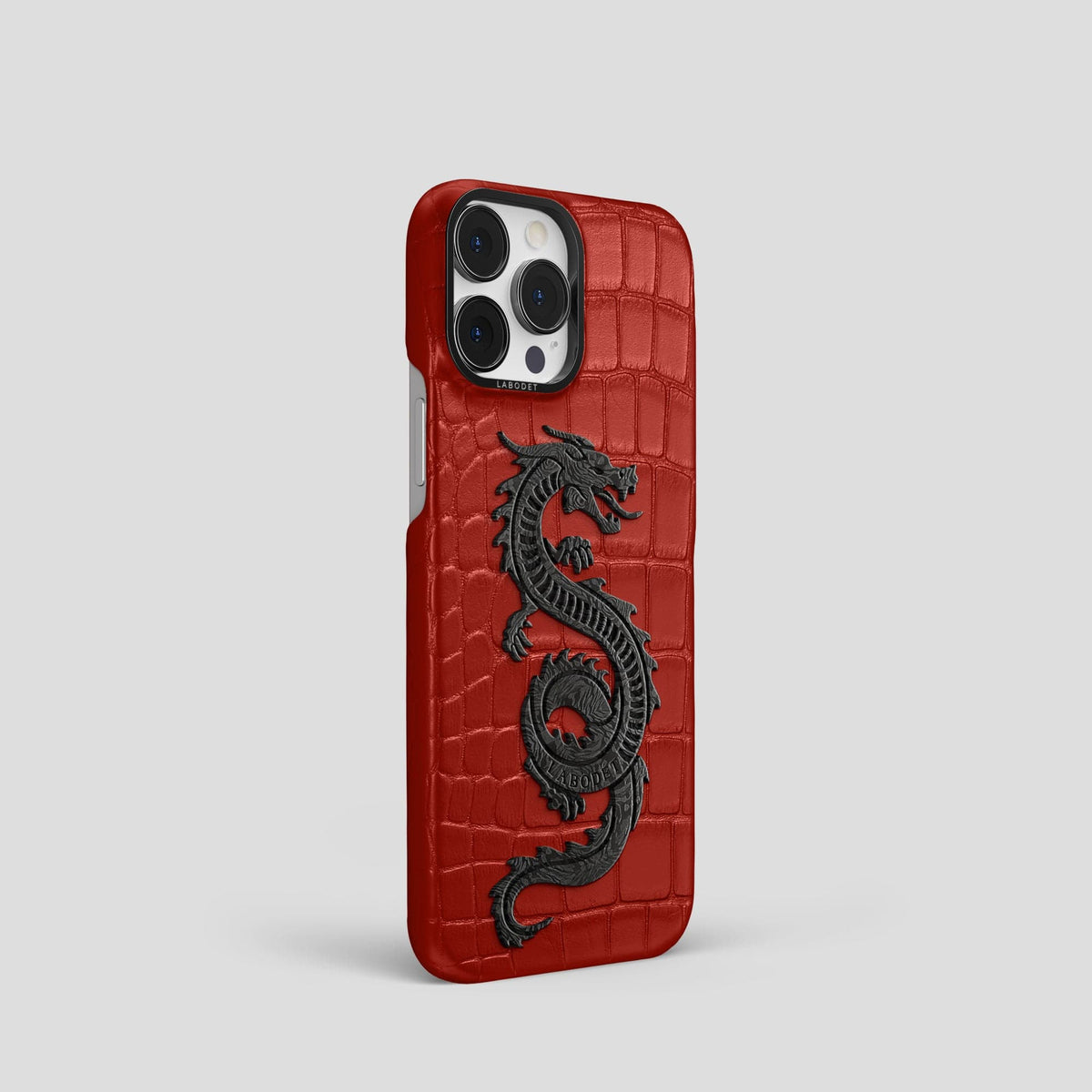 Red iPhone 13 Pro Classic Case Alligator with Black Metal -2 | Red-Black