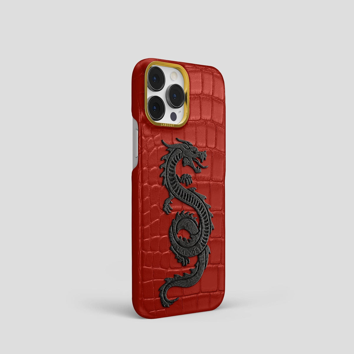 Red iPhone 13 Pro Classic Case Alligator with Gold Metal -2 | Red-Gold