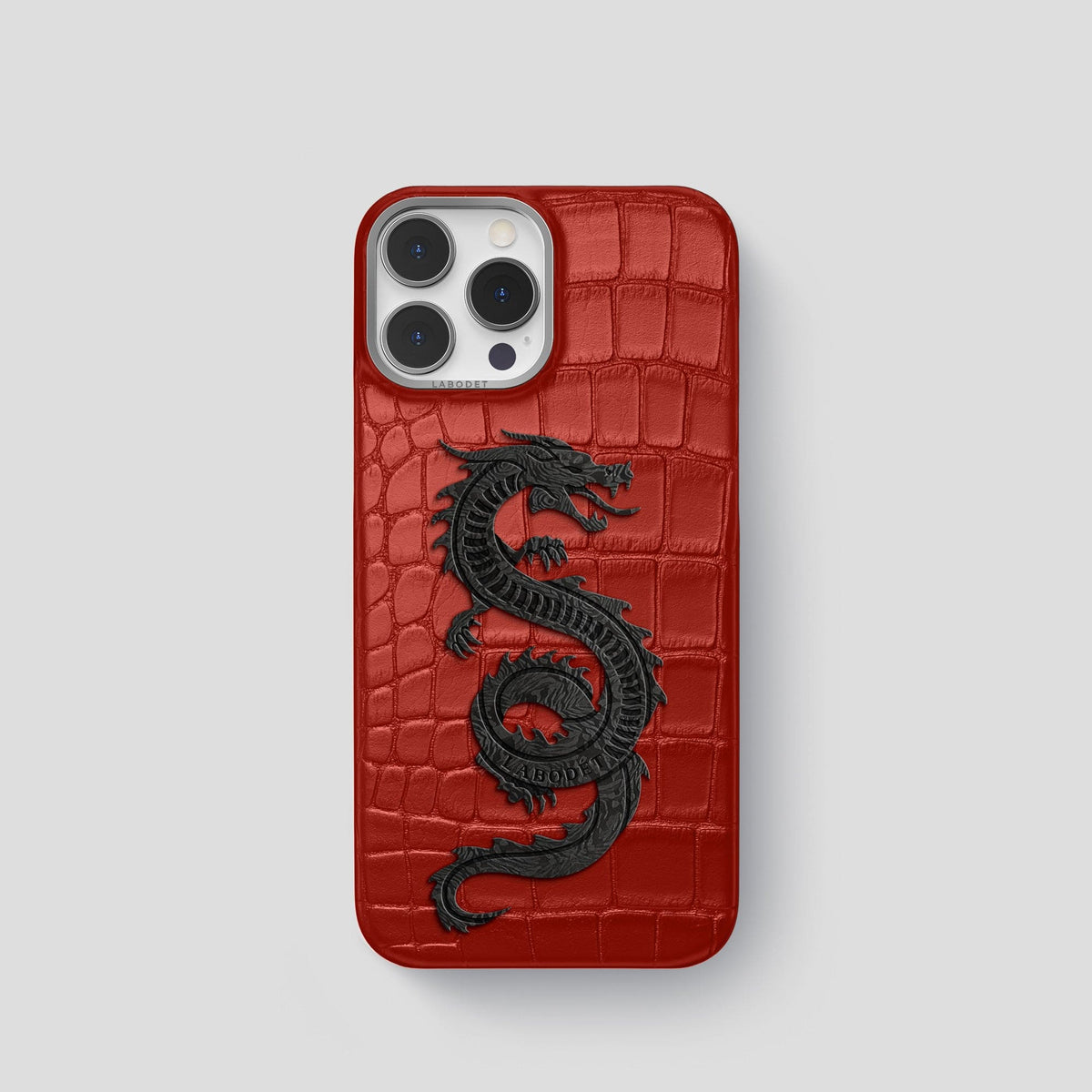 Red iPhone 13 Pro Classic Case Alligator with Steel Metal -1 | Red-Steel