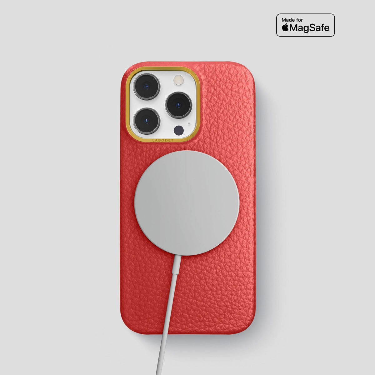 Red iPhone 13 Pro Classic Case Calf with Gold Metal -5 | Red-Gold
