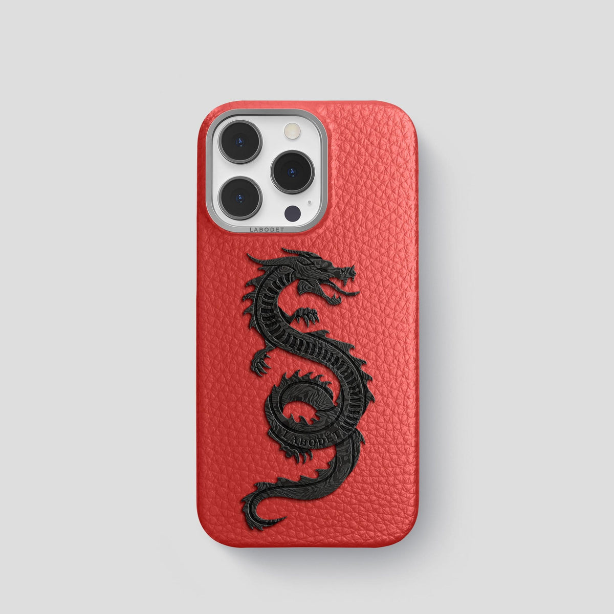 Red iPhone 13 Pro Classic Case Calf with Steel Metal -1 | Red-Steel