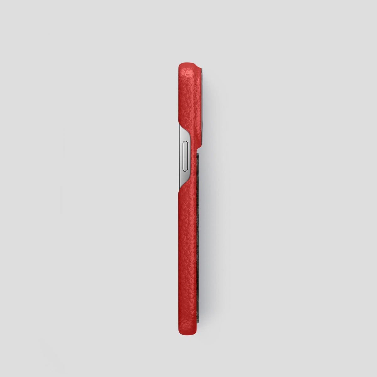 Red iPhone 13 Pro Classic Case Calf with Steel Metal -3 | Red-Steel