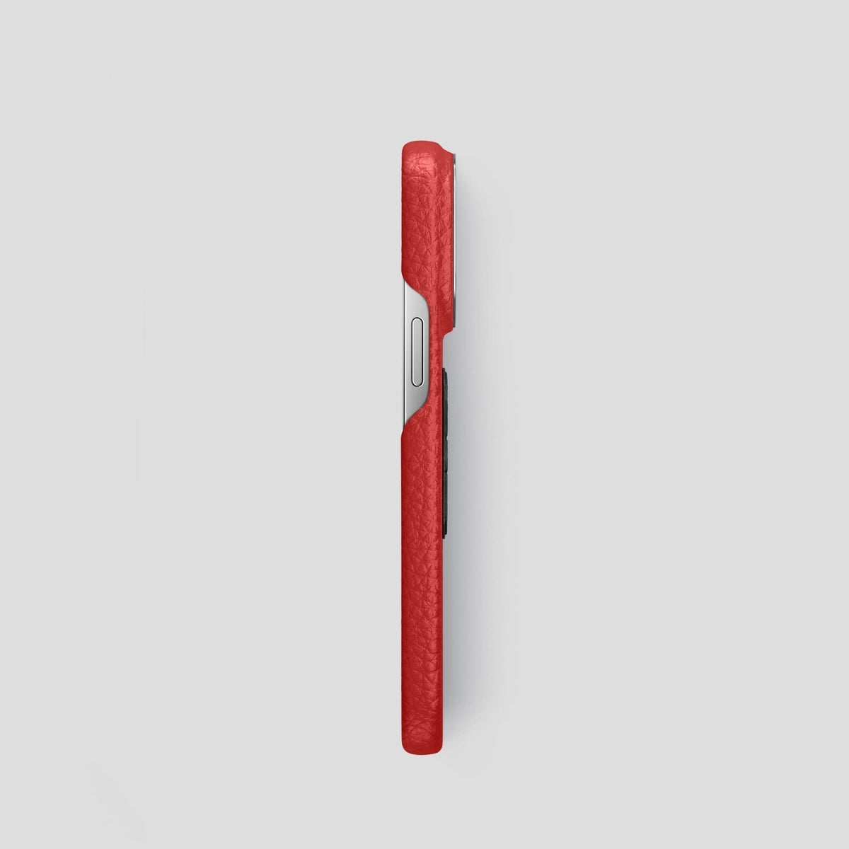 Red iPhone 13 Pro Classic Case Calf with Steel Metal -3 | Red-Steel