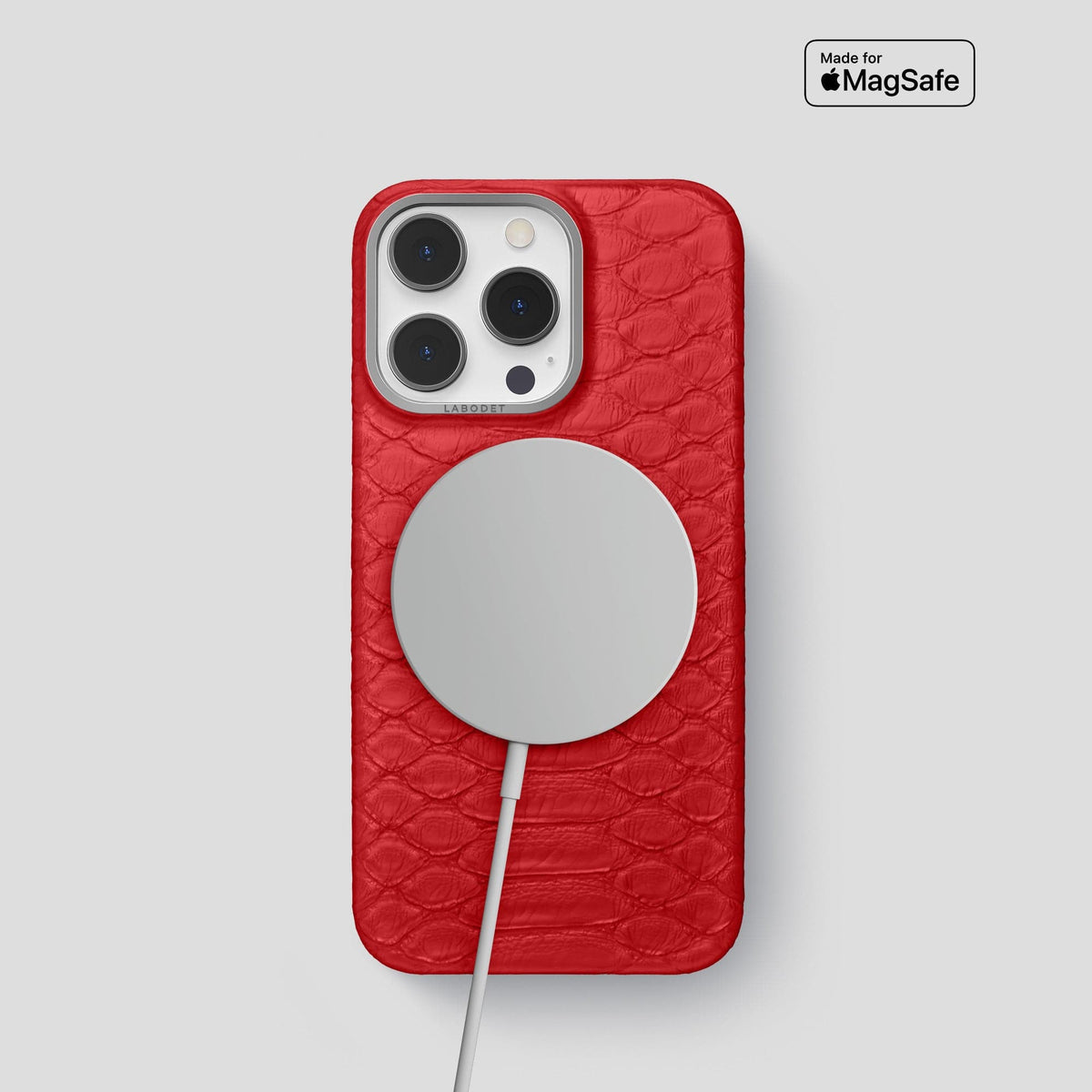 Red iPhone 13 Pro Classic Case Python with Steel Metal -5 | Red-Steel