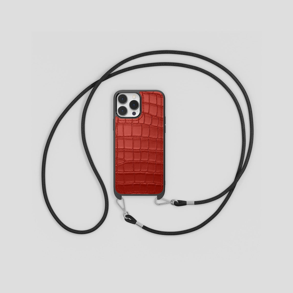 Red iPhone 13 Pro Crossbody Sport Case Alligator -7 | Red