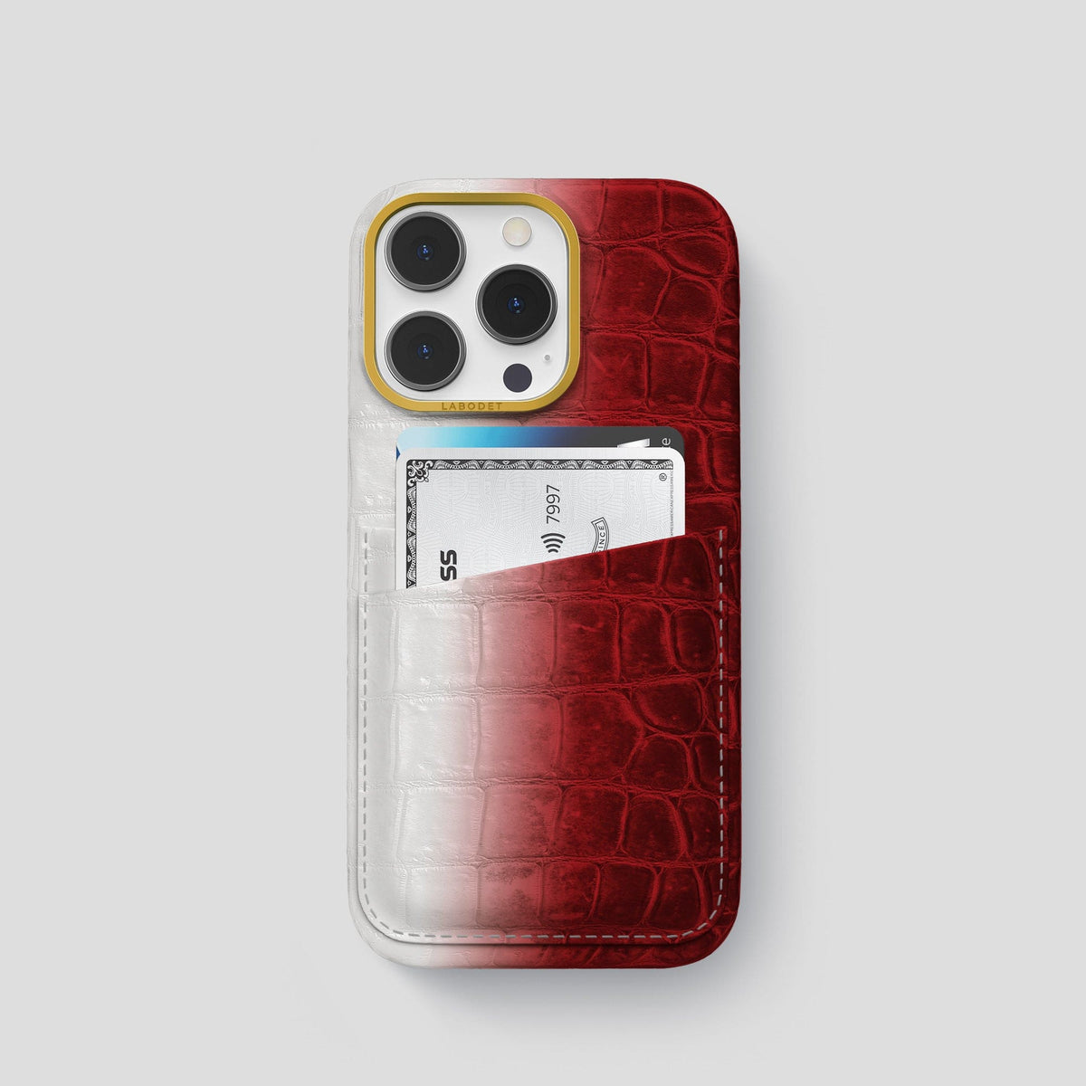 Red iPhone 13 Pro Himalaya Card Case with Gold Metal -1 | Red-Gold