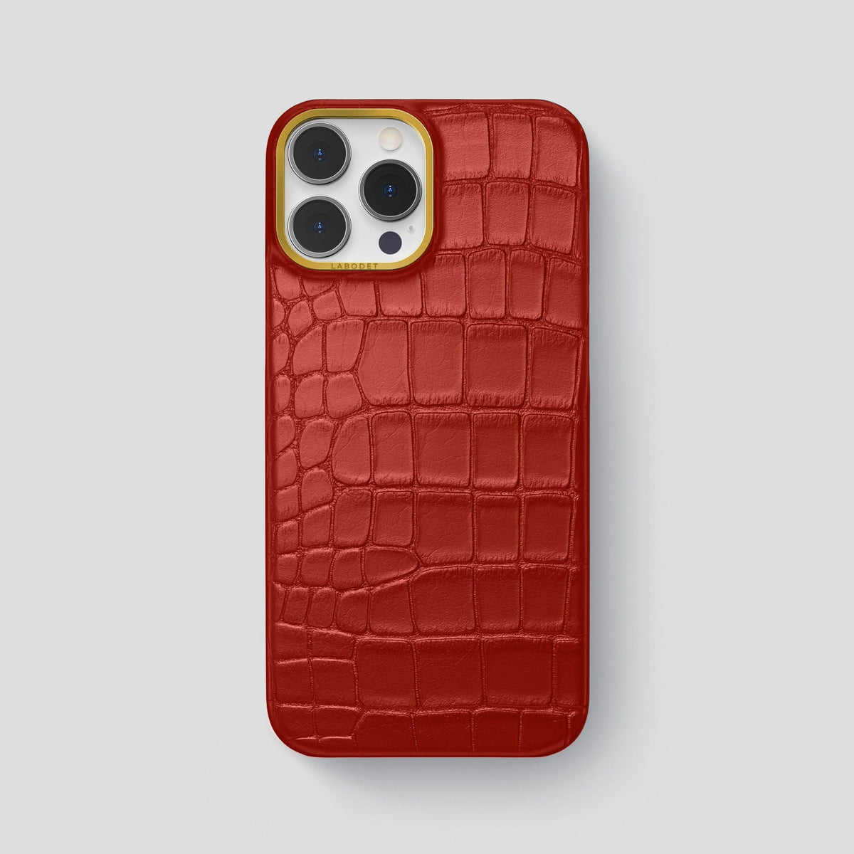 Red iPhone 13 Pro Max Classic Case Alligator with Gold Metal -1 | Red-Gold