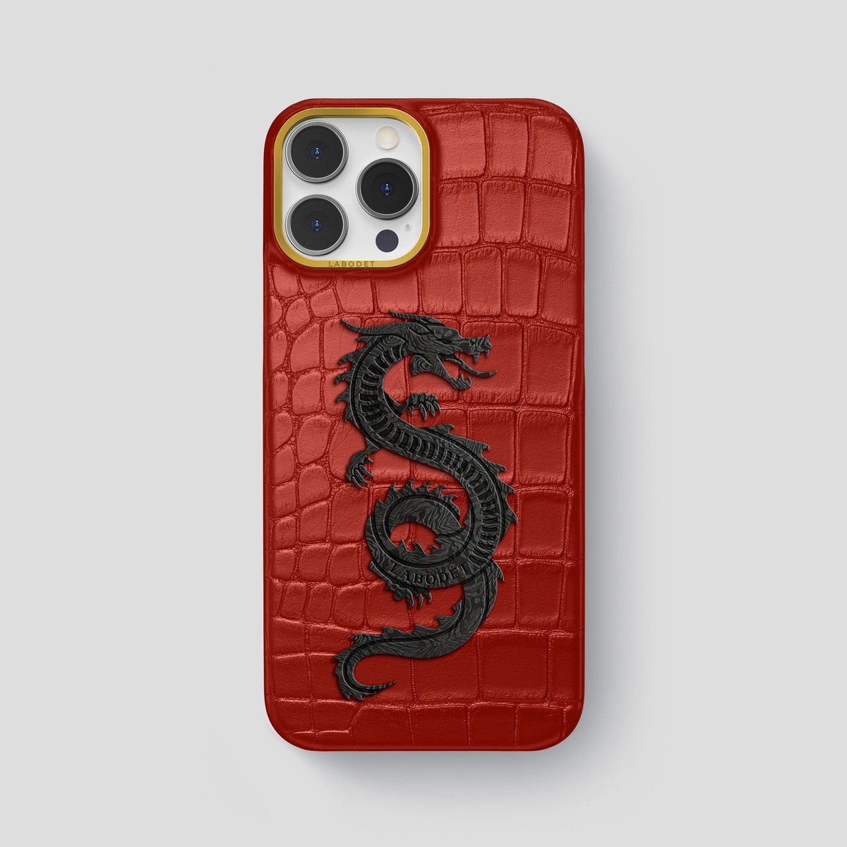 Red iPhone 13 Pro Max Classic Case Alligator with Gold Metal -1 | Red-Gold