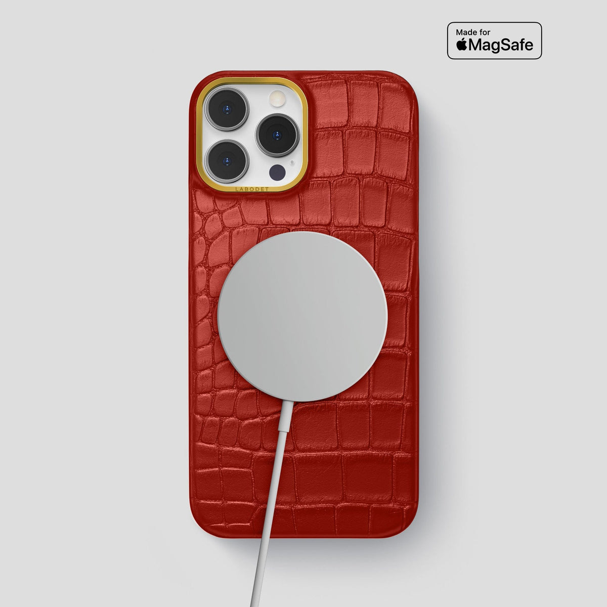 Red iPhone 13 Pro Max Classic Case Alligator with Gold Metal -4 | Red-Gold