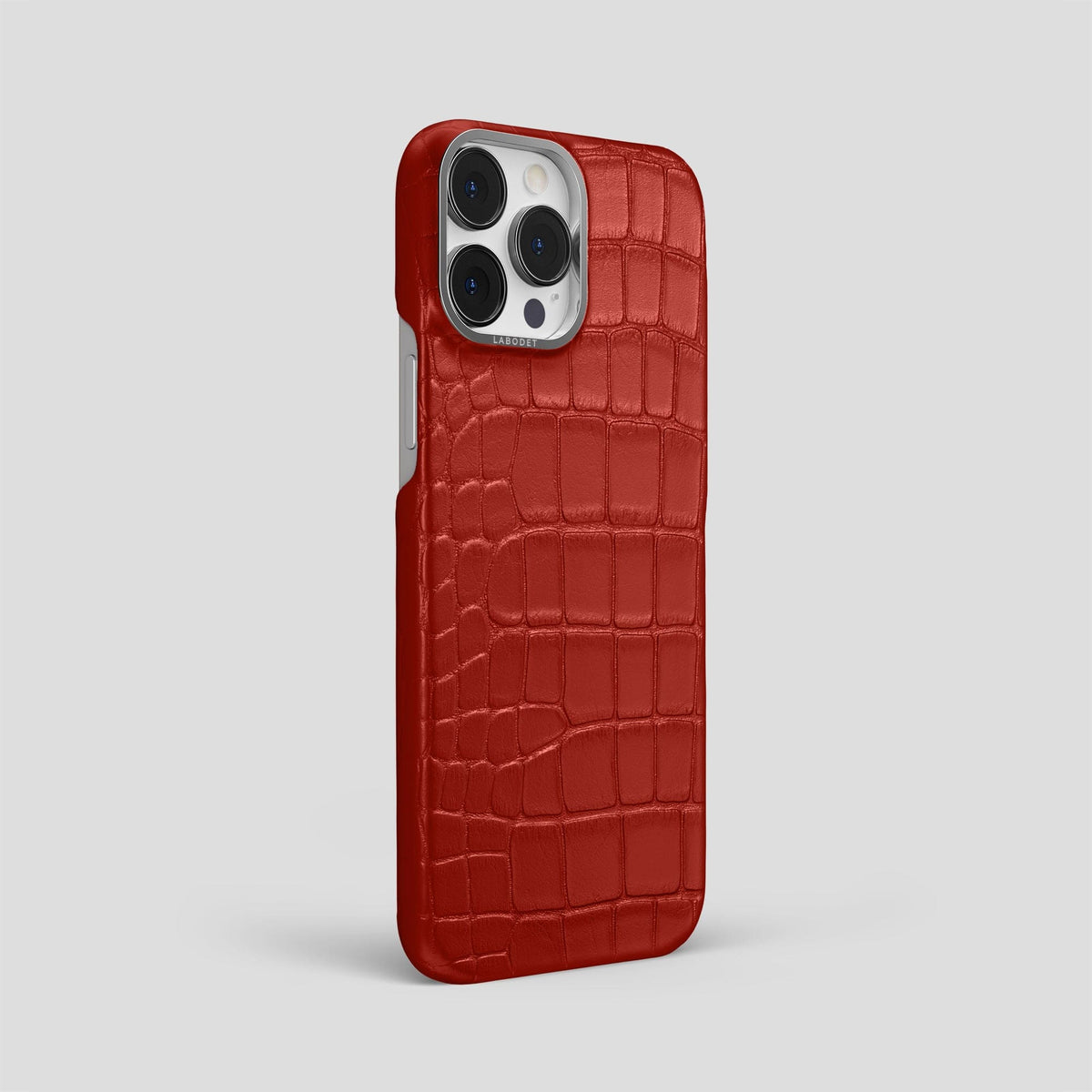 Red iPhone 13 Pro Max Classic Case Alligator with Steel Metal -2 | Red-Steel