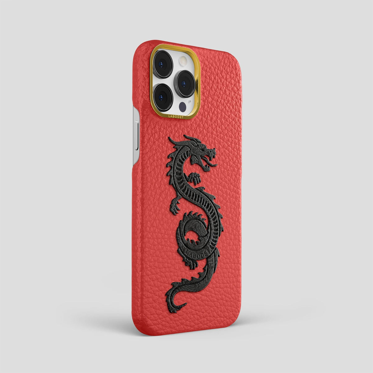 Red iPhone 13 Pro Max Classic Case Calf with Gold Metal -2 | Red-Gold