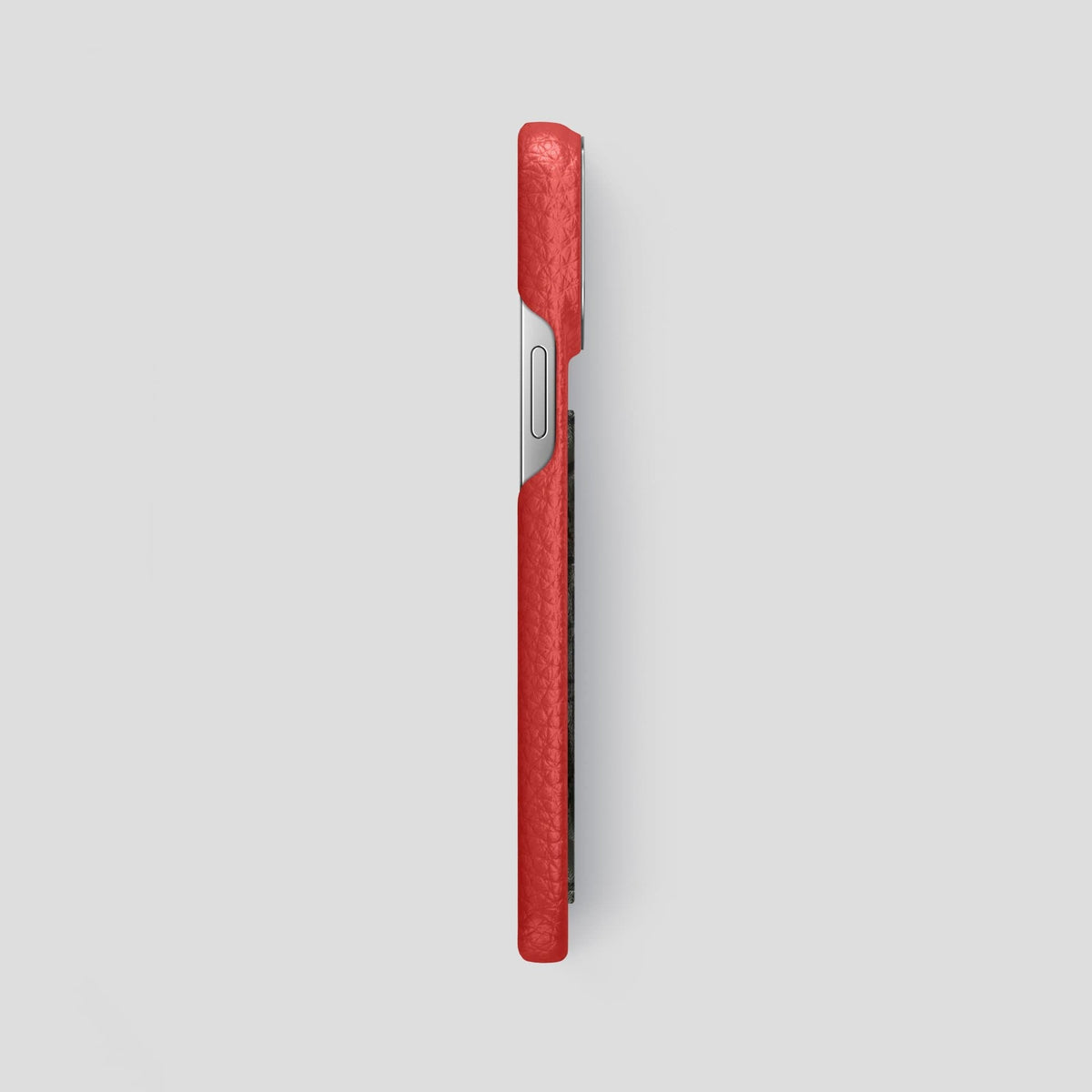 Red iPhone 13 Pro Max Classic Case Calf with Steel Metal -3 | Red-Steel