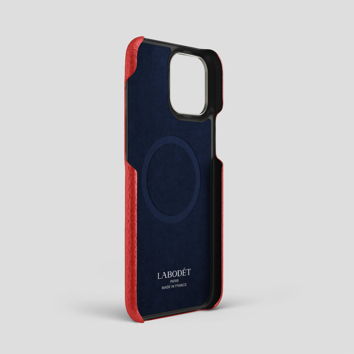 Red iPhone 13 Pro Max Classic Case Calf with Steel Metal -4 | Red-Steel