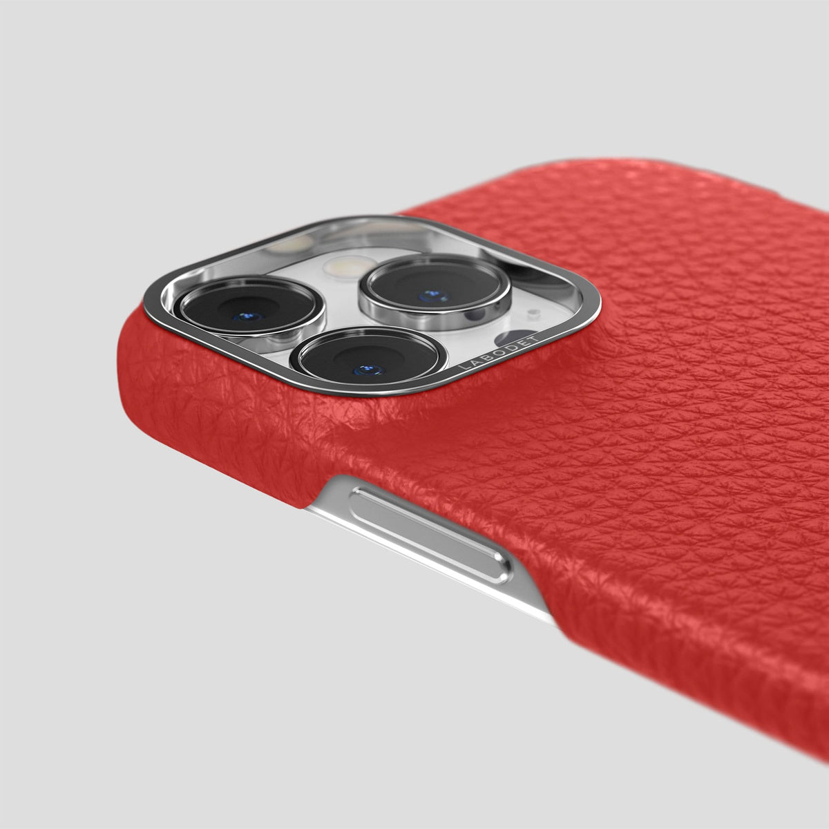 Red iPhone 13 Pro Max Classic Case Calf with Steel Metal -6 | Red-Steel