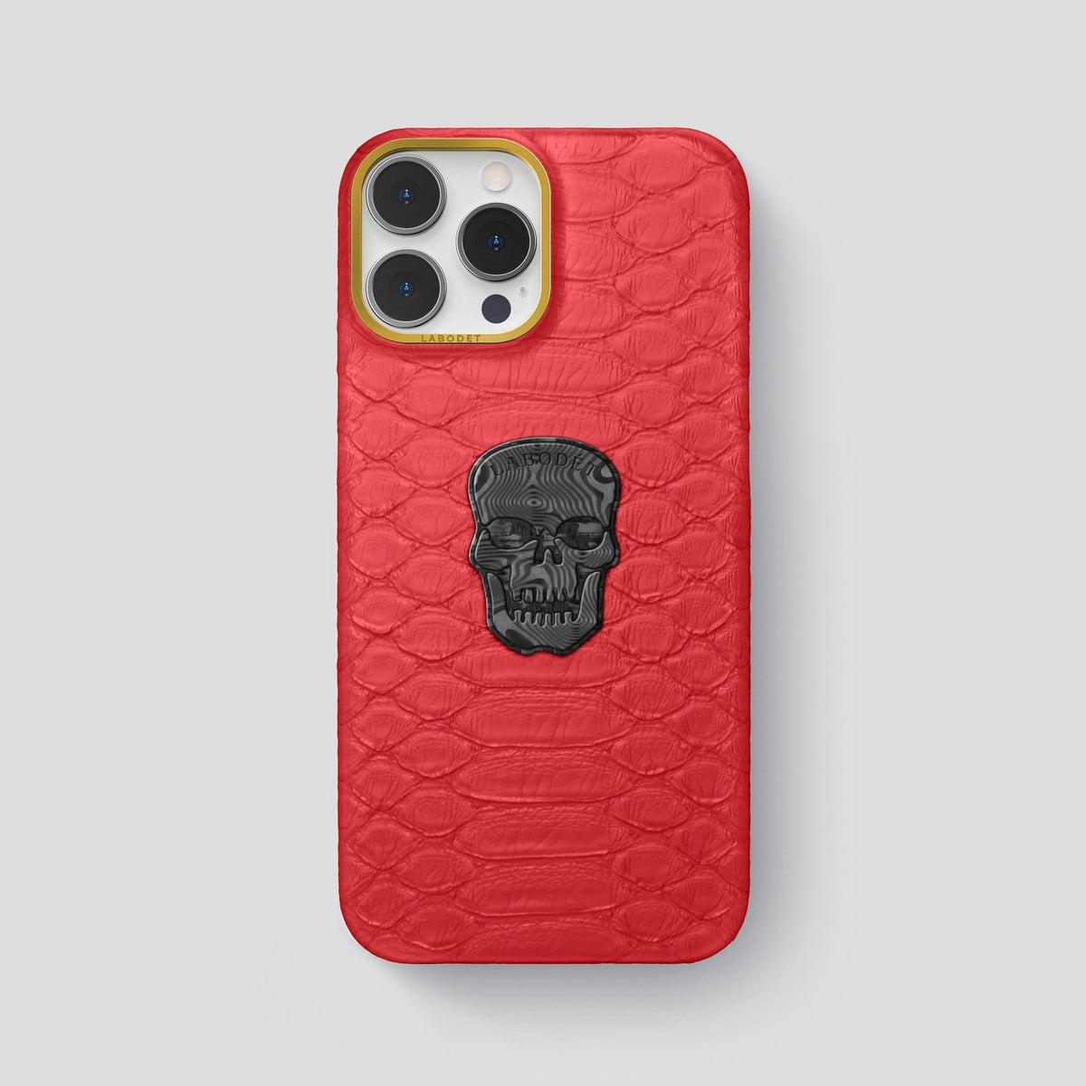 Red iPhone 13 Pro Max Classic Case Python with Gold Metal -1 | Red-Gold