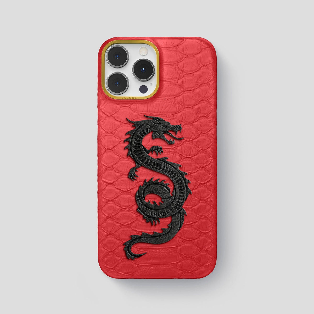 Red iPhone 13 Pro Max Classic Case Python with Gold Metal -1 | Red-Gold