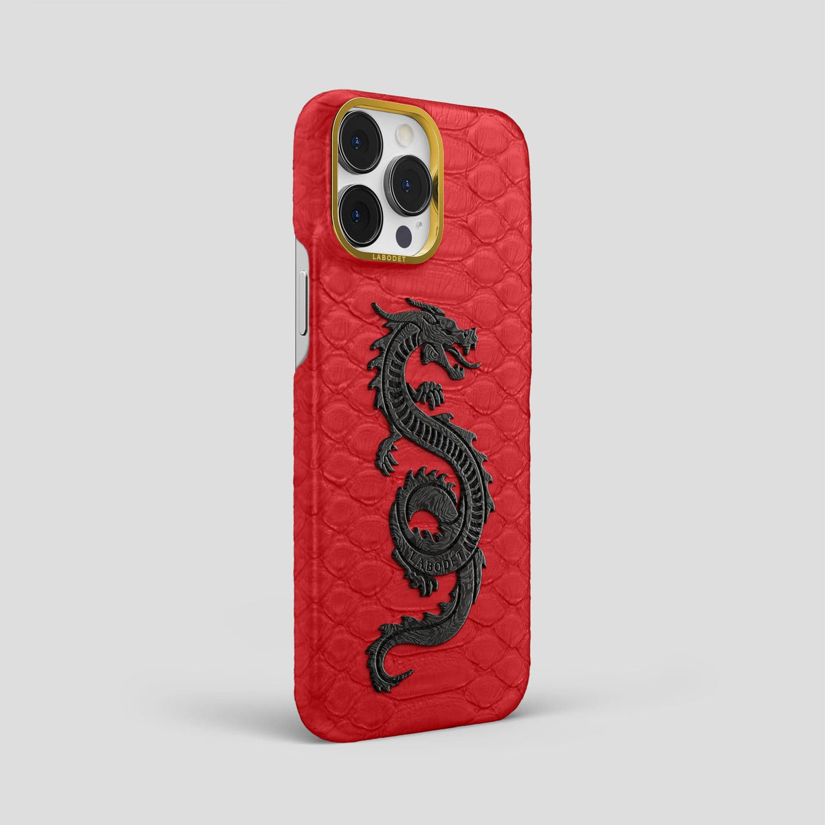 Red iPhone 13 Pro Max Classic Case Python with Gold Metal -2 | Red-Gold