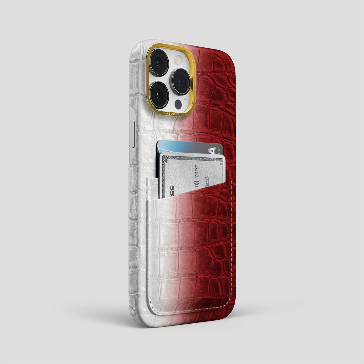 Red iPhone 13 Pro Max Himalaya Card Case with Gold Metal -2 | Red-Gold