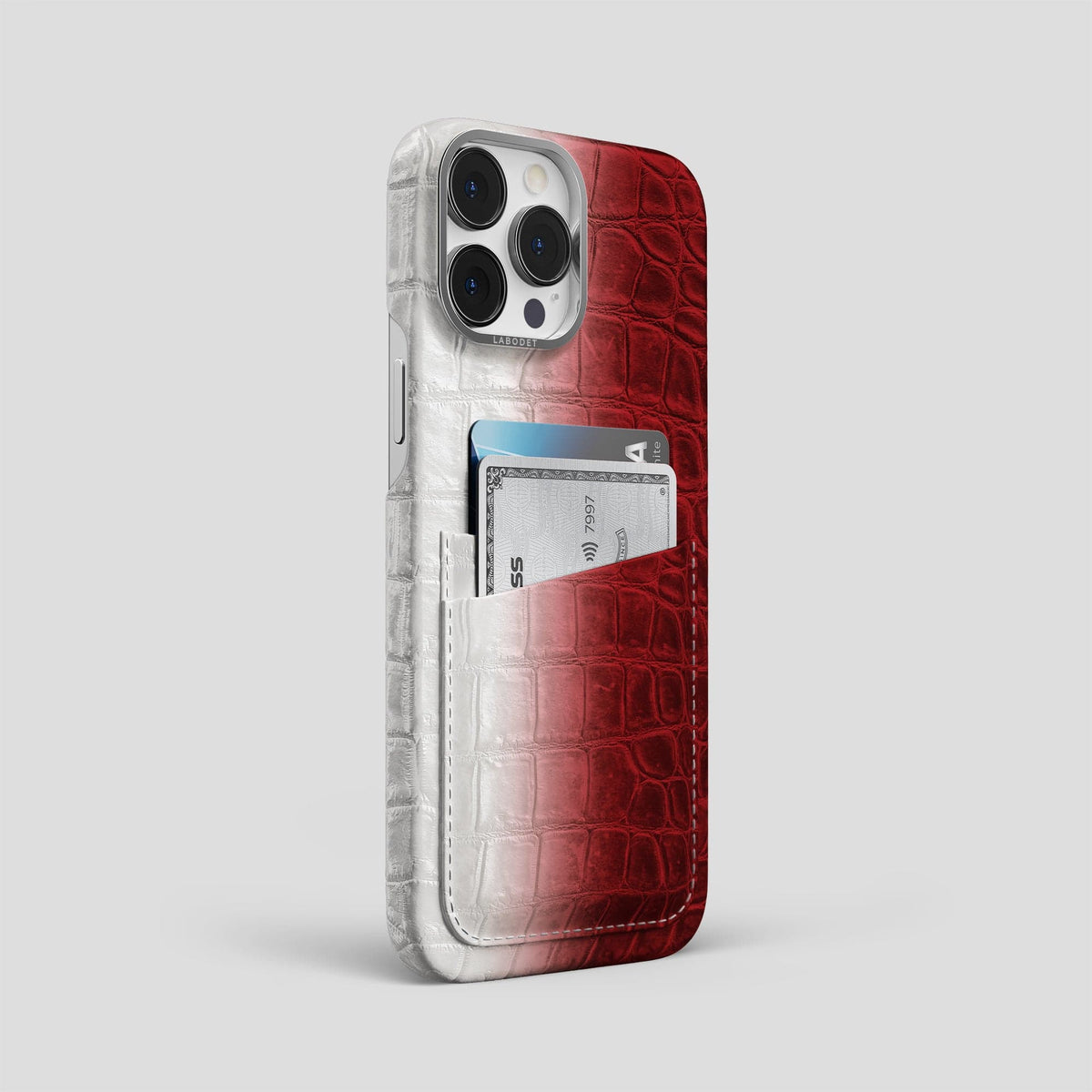 Red iPhone 13 Pro Max Himalaya Card Case with Steel Metal -2 | Red-Steel
