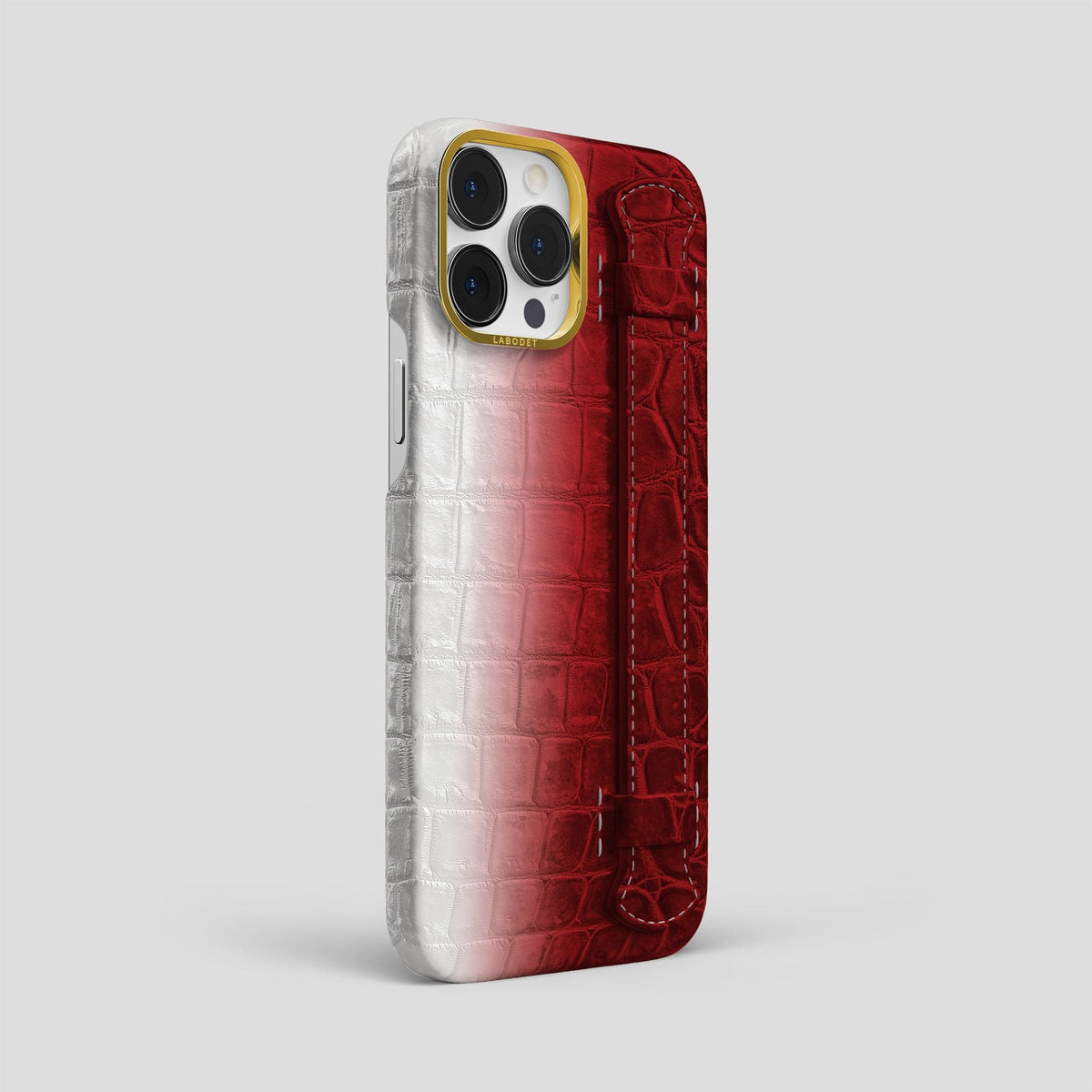 Red iPhone 13 Pro Max Himalaya Strap Case with Gold Metal -2 | Red-Gold