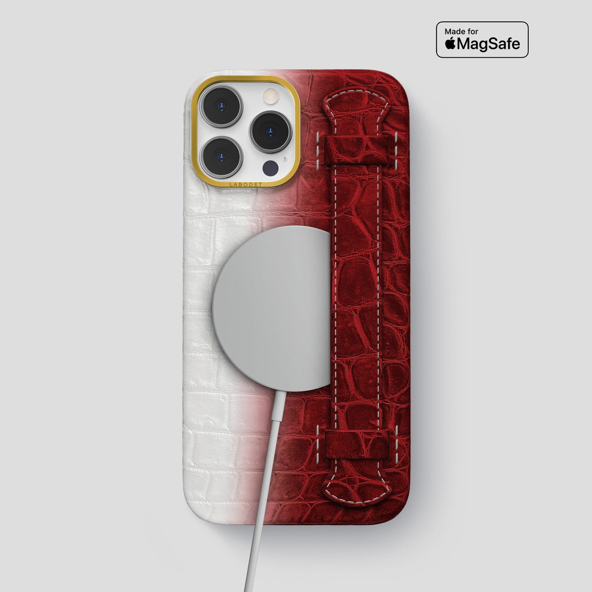 Red iPhone 13 Pro Max Himalaya Strap Case with Gold Metal -5 | Red-Gold