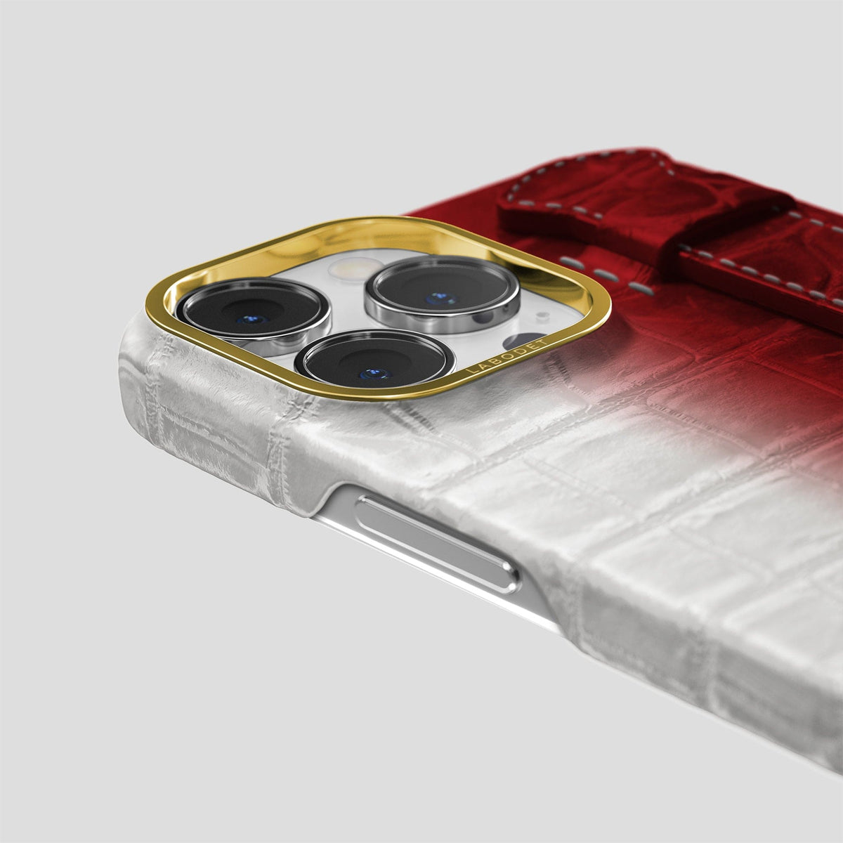 Red iPhone 13 Pro Max Himalaya Strap Case with Gold Metal -6 | Red-Gold